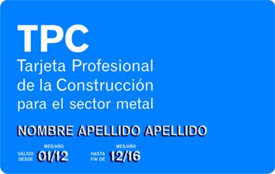 Tarjeta Profesional de la Construcción sector METAL - TPM - GESFORLEV - Valencia